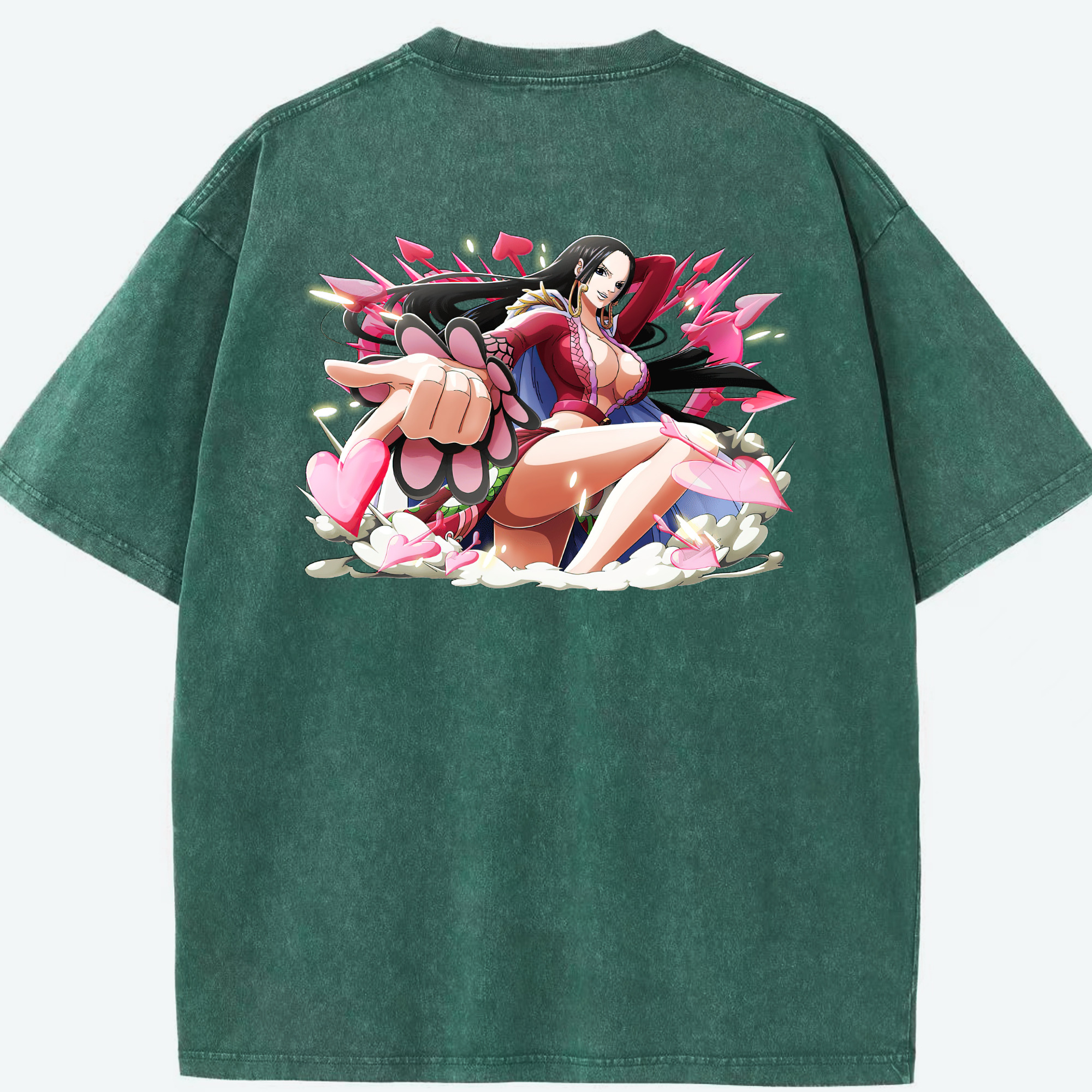 ワンピース ボア・ハンコック ONE PIECE Boa·Hancock 綿100% ヴィンテージ風 半袖Tシャツ（背面プリント）
